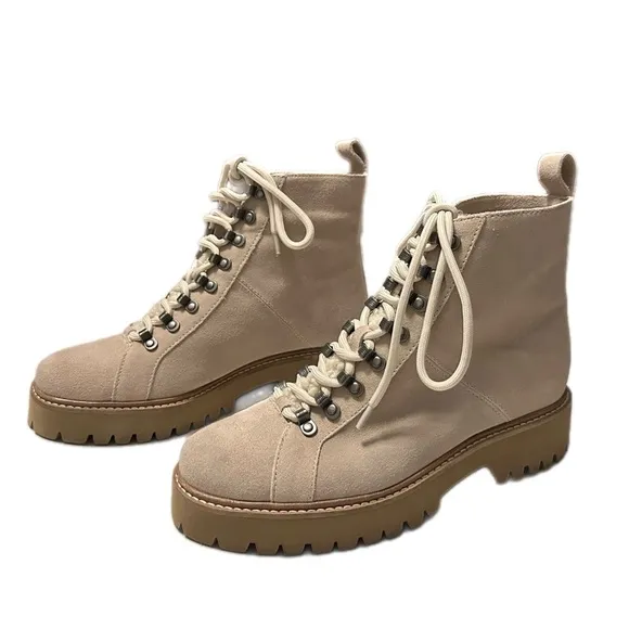 Splendid Karina Cream Suede Moto Ankle Boots