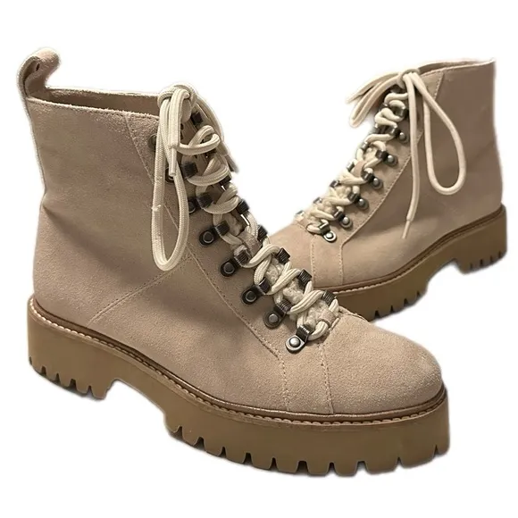 Splendid Karina Cream Suede Moto Ankle Boots