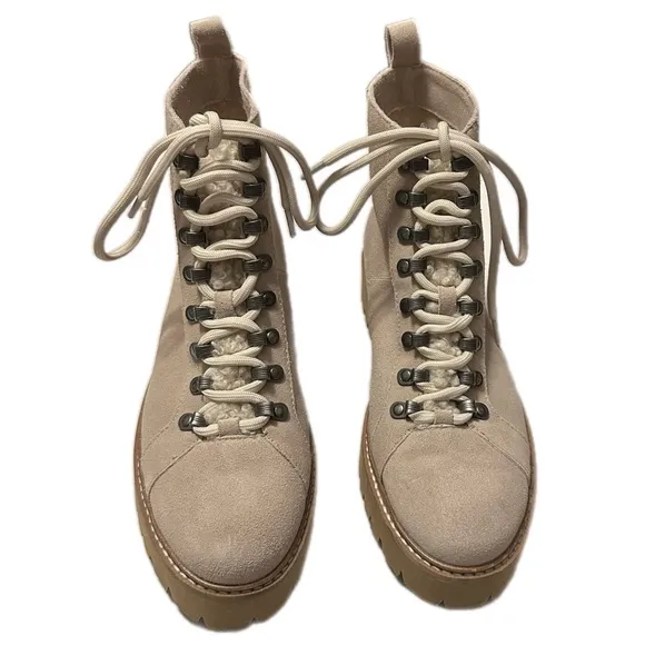 Splendid Karina Cream Suede Moto Ankle Boots