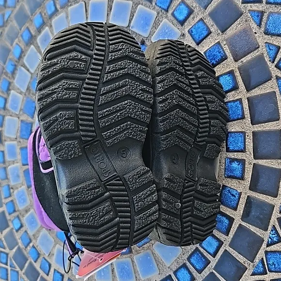 Sporto Snow Boots Rubber Soles Lace Toggle Durable Purple/Black Girls 5-6 NWT