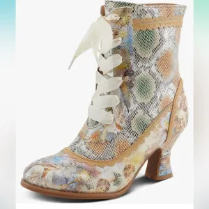 Spring Step L'Artiste Women's BEWITCH-PYTHON Metallic Animal Print Boots Sz 38