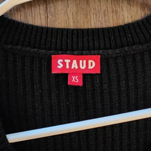 Staud V-Neck Sweater Dress Black NWT XS
