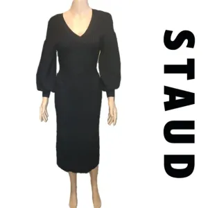 Staud V-Neck Sweater Dress Black NWT XS