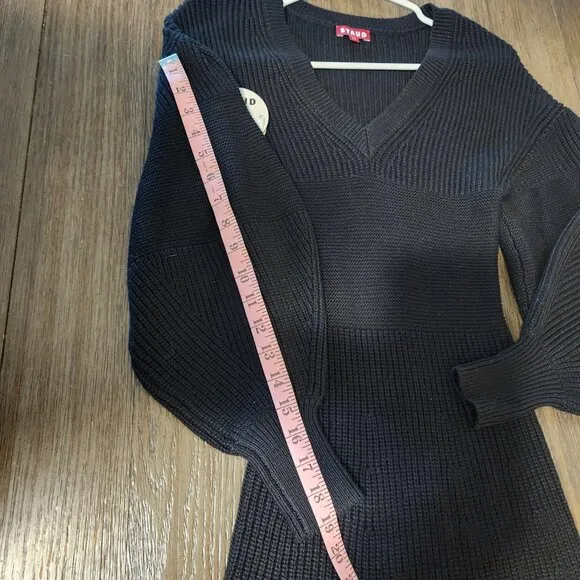 Staud V-Neck Sweater Dress Black NWT XS