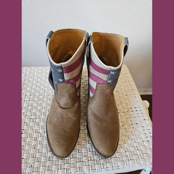 Sterling River NWT American Flag Leather Western Boots 10M