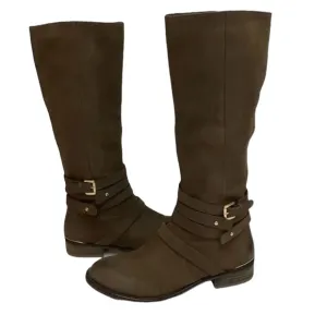 Steve Madden Albany Brown Leather Belted Riding Boots