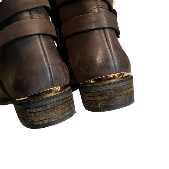 Steve Madden Albany Brown Leather Belted Riding Boots
