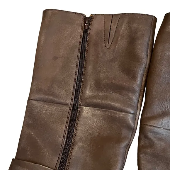 Steve Madden Albany Brown Leather Belted Riding Boots