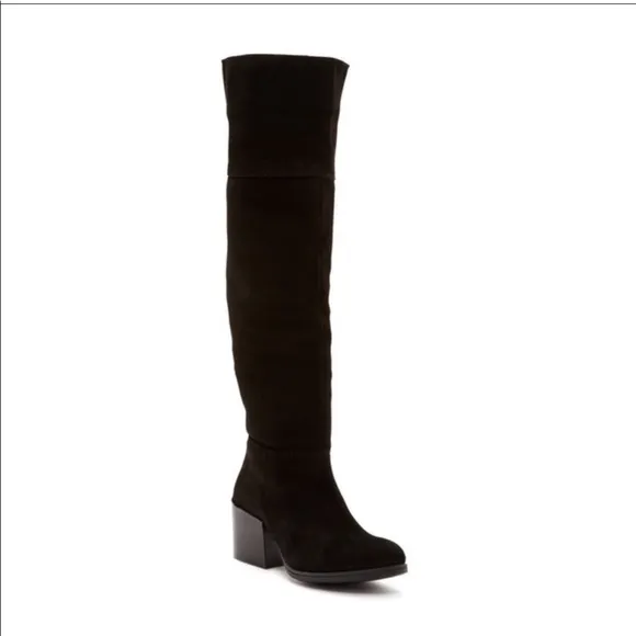 STEVE MADDEN black genuine suede Orabella over the knee boots