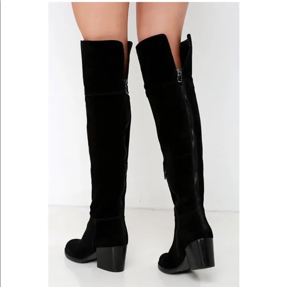 STEVE MADDEN black genuine suede Orabella over the knee boots