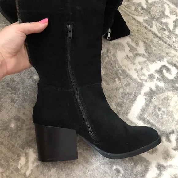 STEVE MADDEN black genuine suede Orabella over the knee boots
