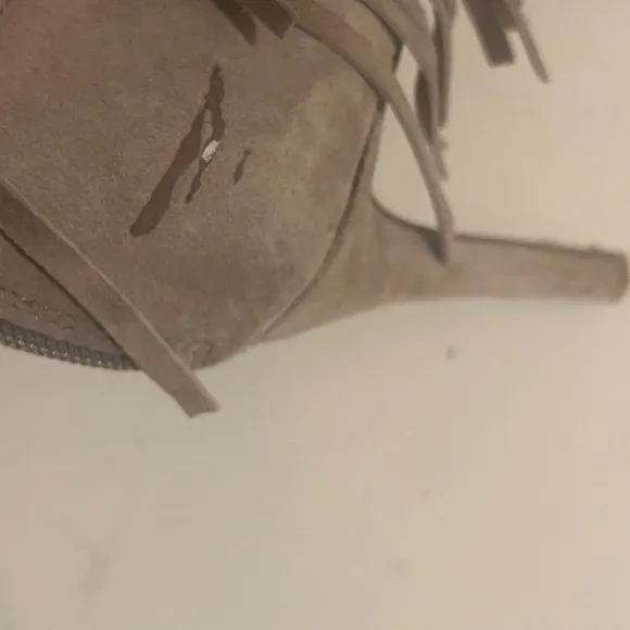 Steve Madden Black Khaki Suede Flapper Fringe Ankle Western Booties Boots Size 9