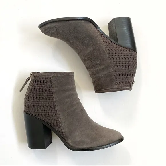 Steve Madden gray suede chunky heel ankle booties