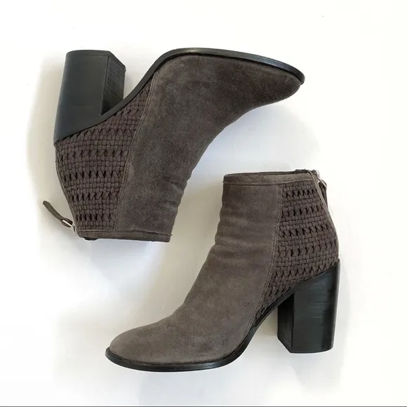 Steve Madden gray suede chunky heel ankle booties