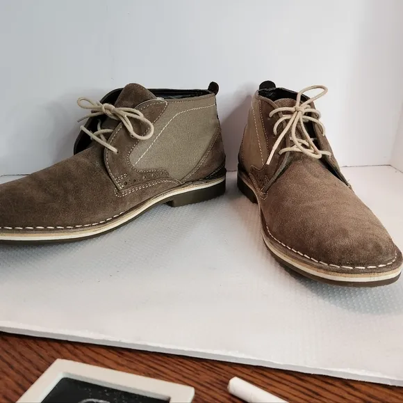 Steve Madden Hanson Desert Boot 9.5 nubuck suede &amp; canvas low boots