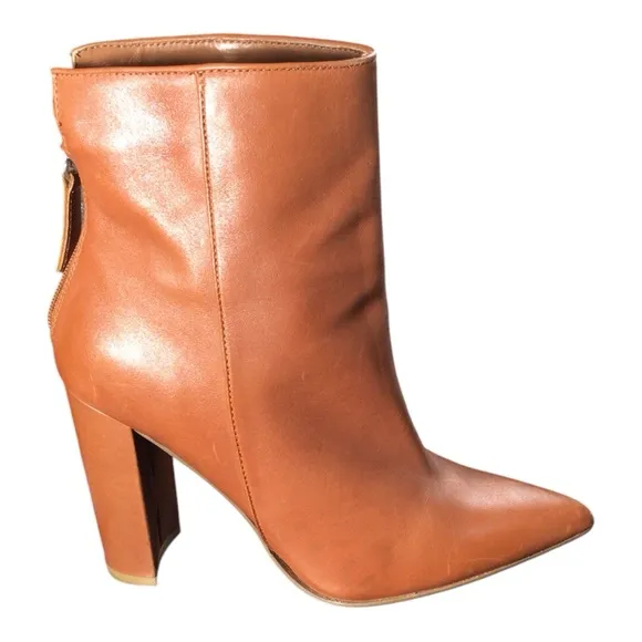 Steve Madden Leather Tan Heeled Boots Pointed Toe size 8.5