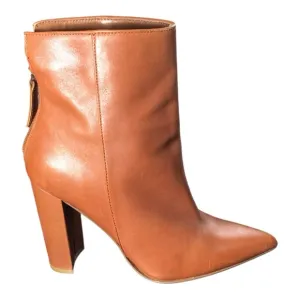 Steve Madden Leather Tan Heeled Boots Pointed Toe size 8.5