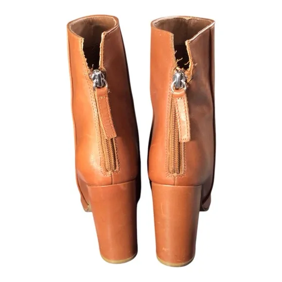 Steve Madden Leather Tan Heeled Boots Pointed Toe size 8.5