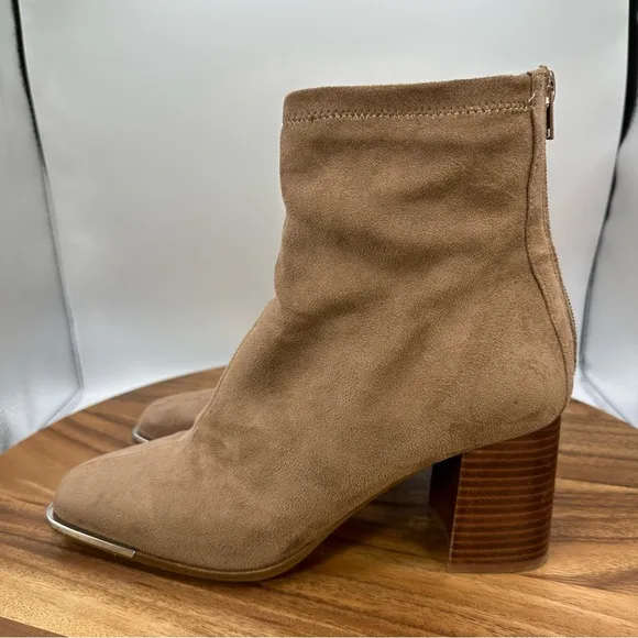 Steve Madden Nourish Faux Suede Square Toe Ankle‎ Boots Block Heel Women's 9.5M