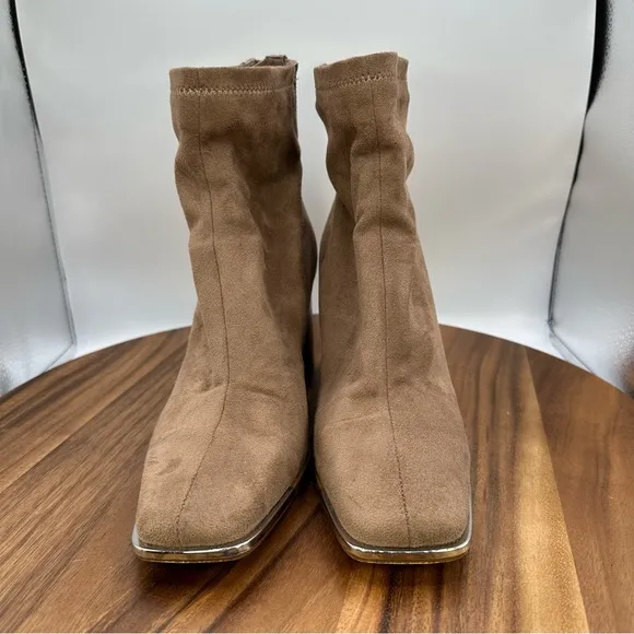 Steve Madden Nourish Faux Suede Square Toe Ankle‎ Boots Block Heel Women's 9.5M