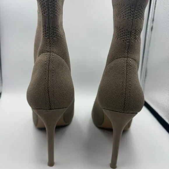 Steve Madden Olive Green Pointed-Toe Socks Knit Stiletto Boots - Size 6