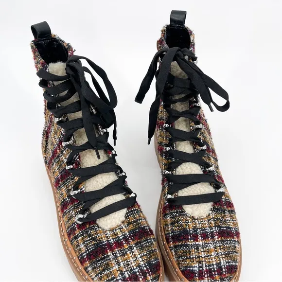 Steve Madden Rainier Rust Multi Tartan Plaid Ankle Boots Size 10