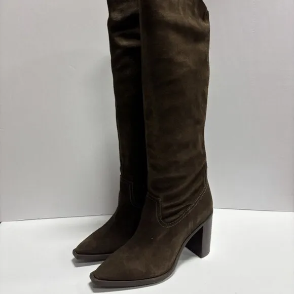 Steve Madden Women’s Emmet, Brown Suede Knee High Boots, Size 10 M