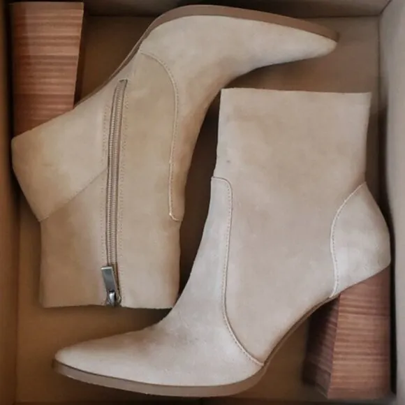 Steve Madden Womens Julina Suede Pointed Toe Ankle Boots - 11 Medium Taupe