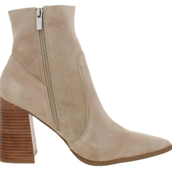 Steve Madden Womens Julina Suede Pointed Toe Ankle Boots - 11 Medium Taupe
