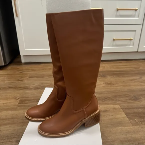 Steven by Steve Madden Calda KneeHigh Riding Boot Cognac Brown Retro Vintage NEW