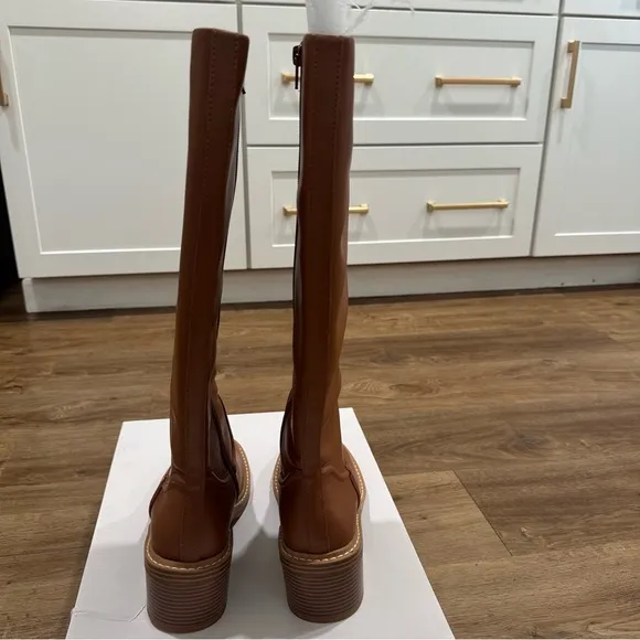 Steven by Steve Madden Calda KneeHigh Riding Boot Cognac Brown Retro Vintage NEW