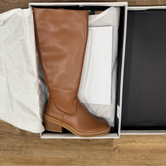 Steven by Steve Madden Calda KneeHigh Riding Boot Cognac Brown Retro Vintage NEW