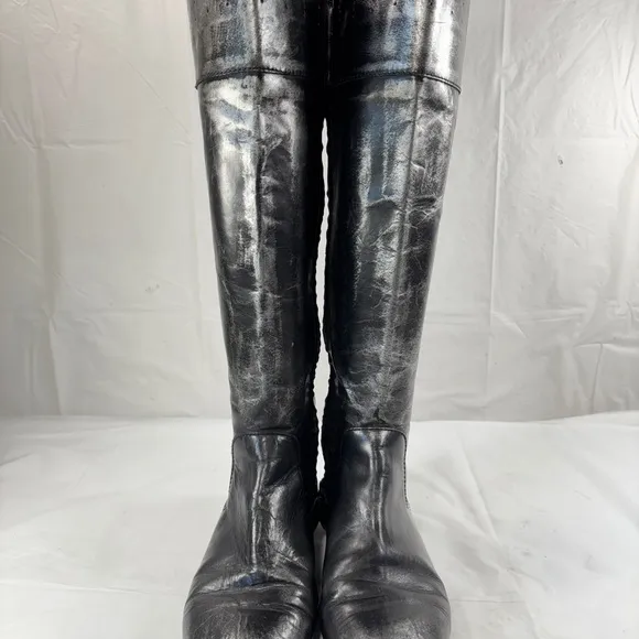 Steven by Steve Madden Sander Gunmetal Leather Knee High Riding Boots. Size 7.5