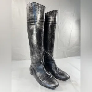 Steven by Steve Madden Sander Gunmetal Leather Knee High Riding Boots. Size 7.5