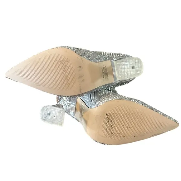 Steven Madden Booties Boots Vivy Silver Sparkle Shiny Gem Boots - size 6M