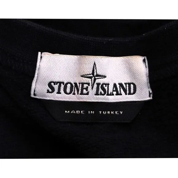 Stone Island Logo Patch Sweater in Black Cotton