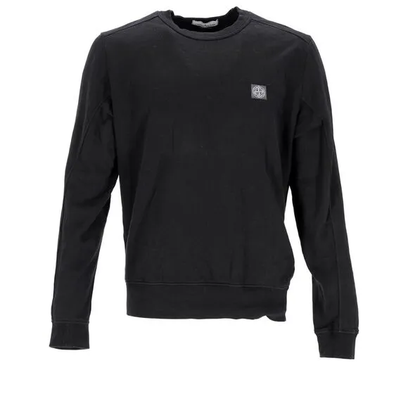Stone Island Logo Patch Sweater in Black Cotton