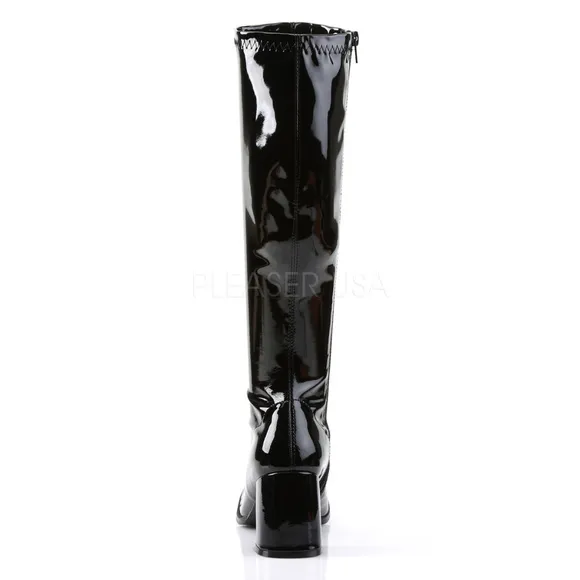 Stretch Patent Heel Knee High Boots