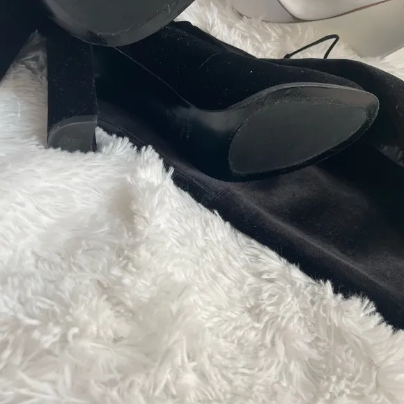 Stuart Weitzman Black Over the Knee Boots with Chunky Heel
