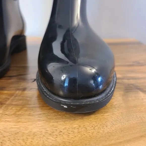 Stuart Weitzman Black Rubber &amp; Quilted Leather Rain Boots