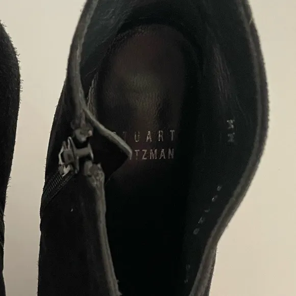 Stuart Weitzman Black Stiletto Ankle Boots with Silver Heel Size 5.5