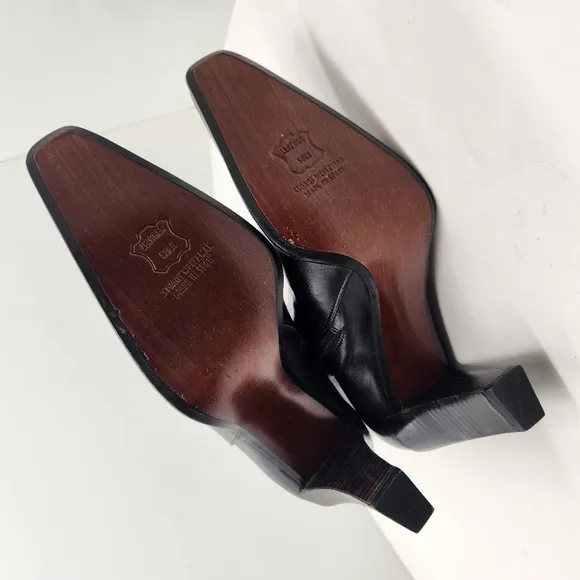 Stuart Weitzman boots women's 7B brown glossy leather high heel mid calf luxury