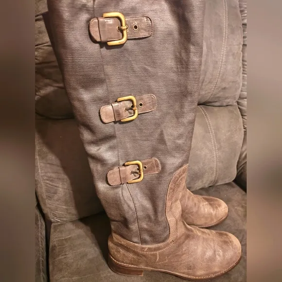 STUART WEITZMAN LUDLOW RIDING LEATHER BROWN BUCKLE BOOTS 10 M Gossip Girl