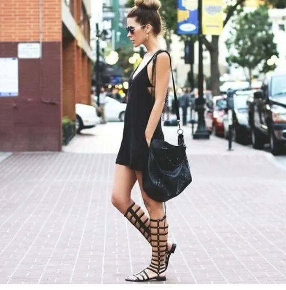 STUART WEITZMAN| RUNWAY GLADIATOR CAGE BLACK LEATHER SANDALS BOOTS $695 sz 36
