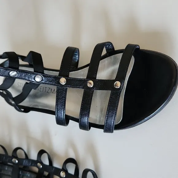 STUART WEITZMAN| RUNWAY GLADIATOR CAGE BLACK LEATHER SANDALS BOOTS $695 sz 36