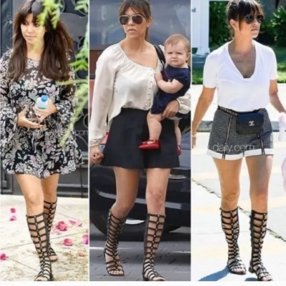 STUART WEITZMAN| RUNWAY GLADIATOR CAGE BLACK LEATHER SANDALS BOOTS $695 sz 36