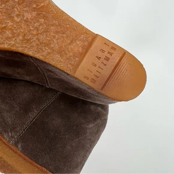 Stuart Weitzman Seal Grey Suede Bootscout Wedge Heel Ankle Boots