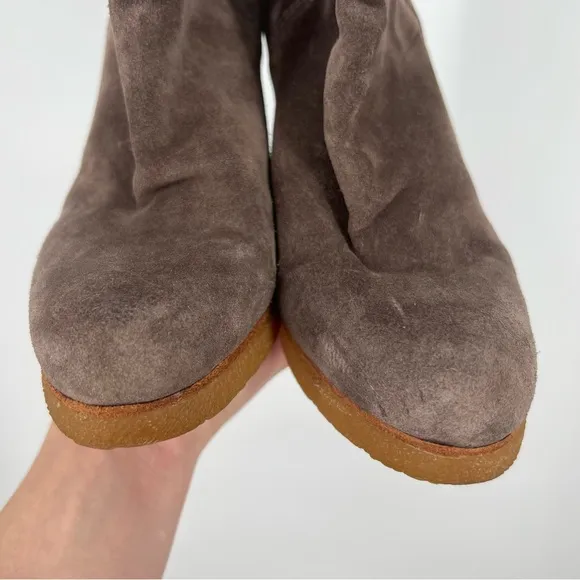 Stuart Weitzman Seal Grey Suede Bootscout Wedge Heel Ankle Boots