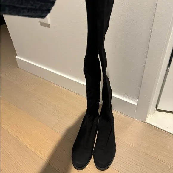 Stuart Weitzman Suede Black Knee High Boots