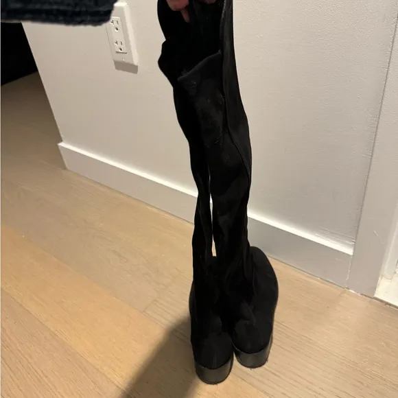 Stuart Weitzman Suede Black Knee High Boots
